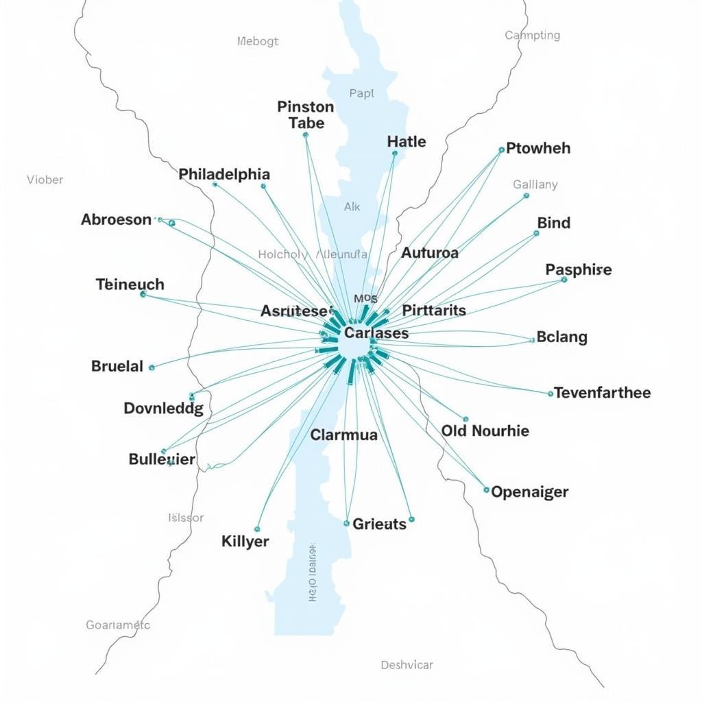 Car Service Options Near Philadelphia Airport: A map highlighting different transportation hubs and areas served by car services in the vicinity of Philadelphia International Airport.