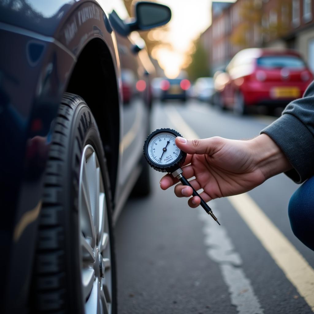 Car Service Preparation: Checking Tyres