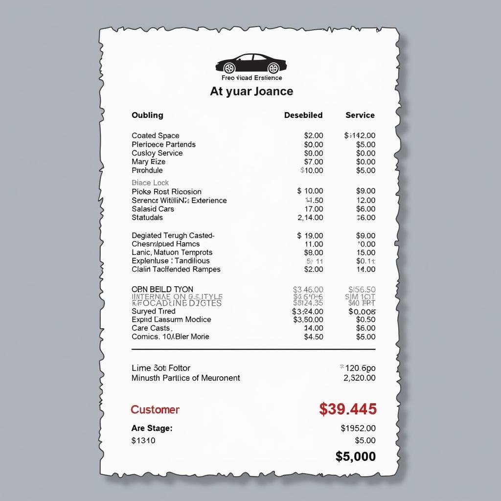 Car Service Receipt Showing Transparent Pricing