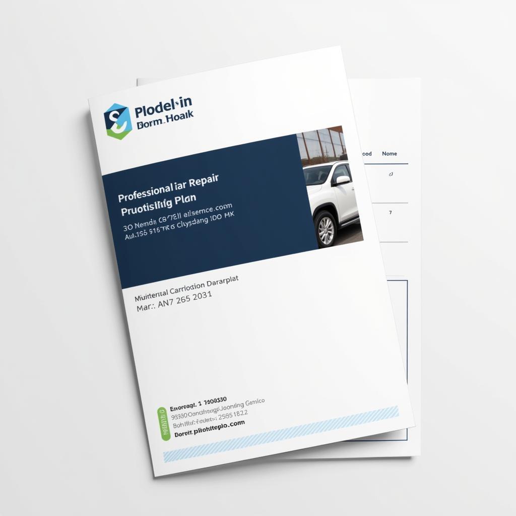 Car Service and Repair Business Plan Cover Page