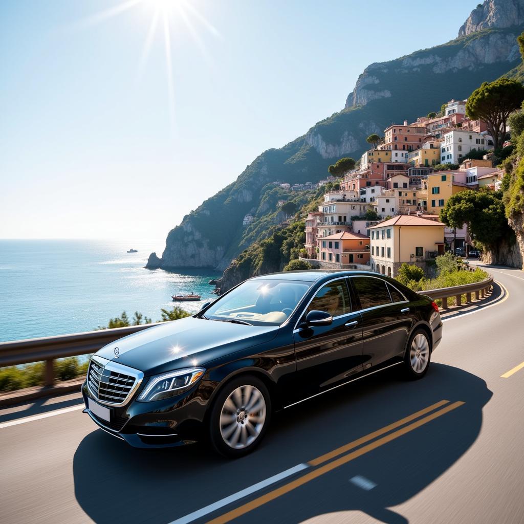 Luxury car service driving from Rome to Positano. 