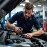 Experienced Mechanic Working on a Car in Stockton-on-Tees