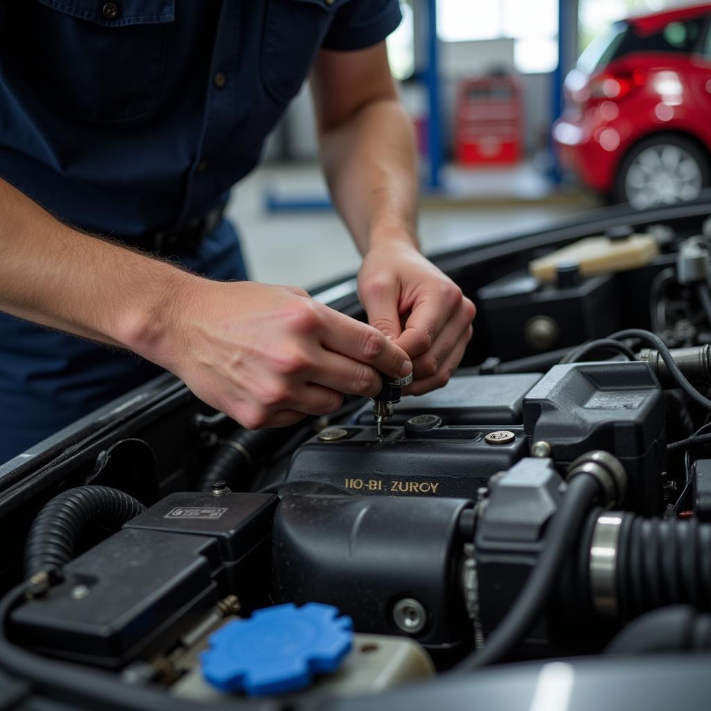 Mechanic Working on a Car in Sunbury