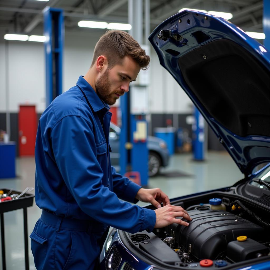 Mechanic Inspecting a Car in Tempe, AZ