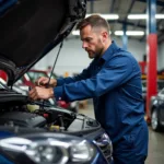 Car Service Worcester: Mechanic Checking Engine