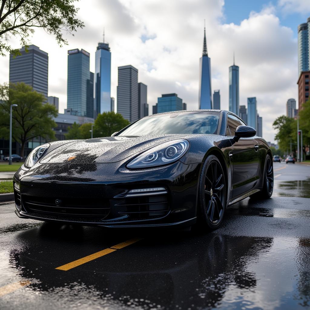 A ceramic coated car gleaming in Melbourne weather