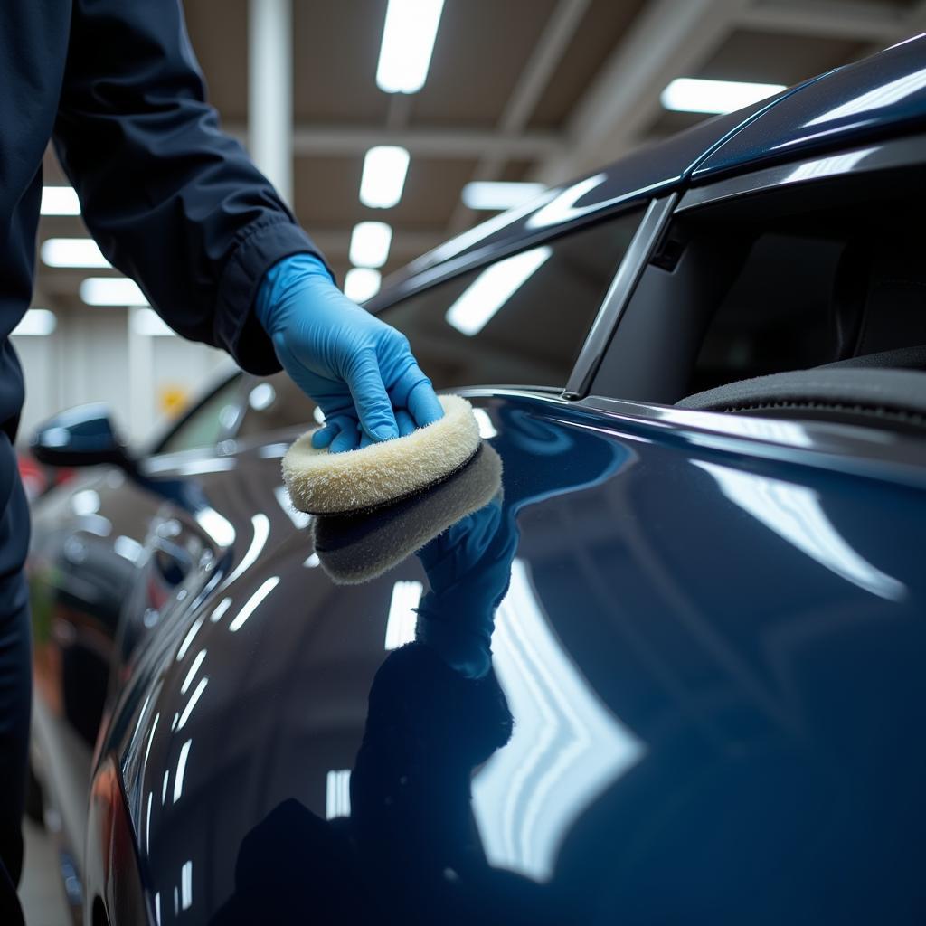 Applying ceramic coating to a car in Melbourne