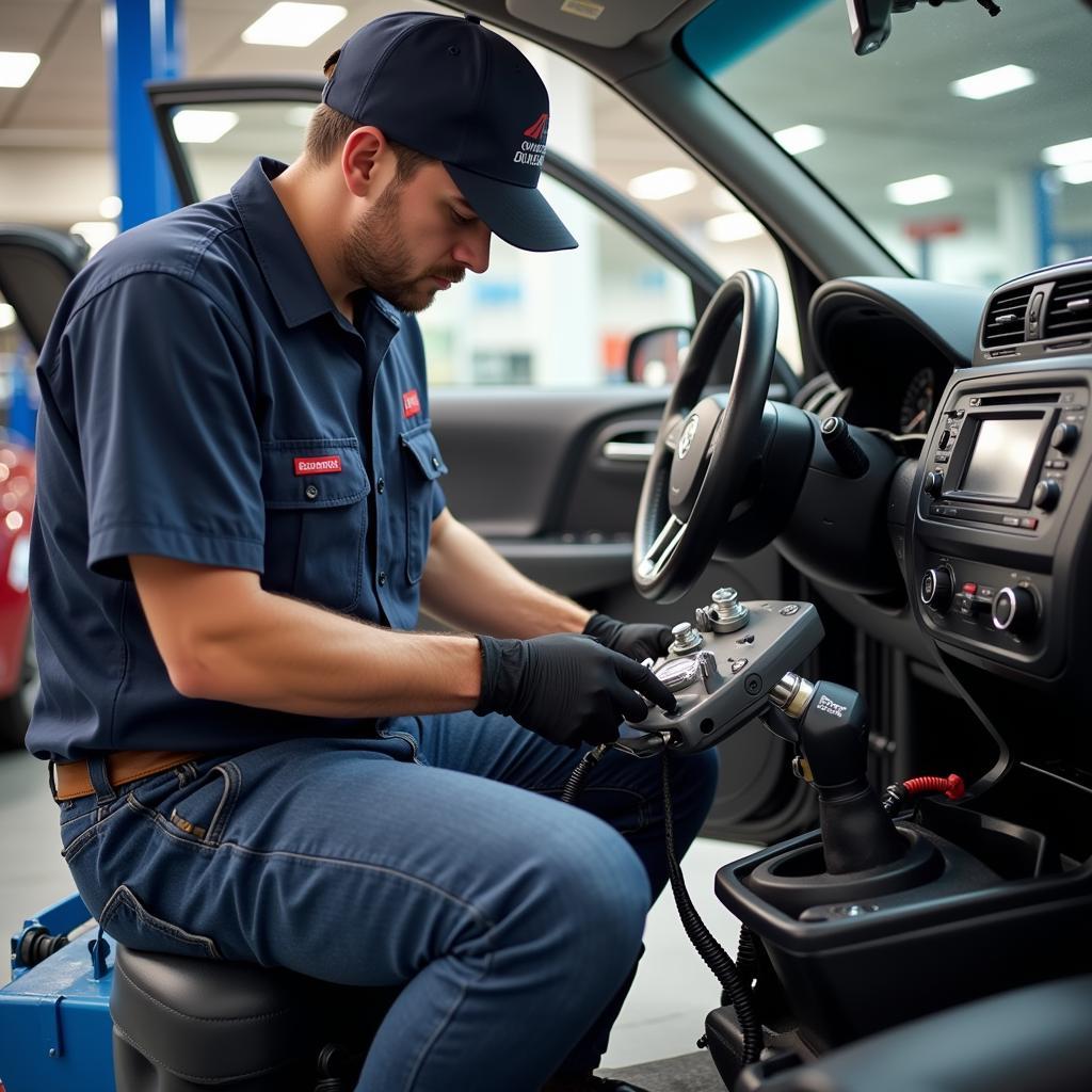 Certified Car AC Technician at Work