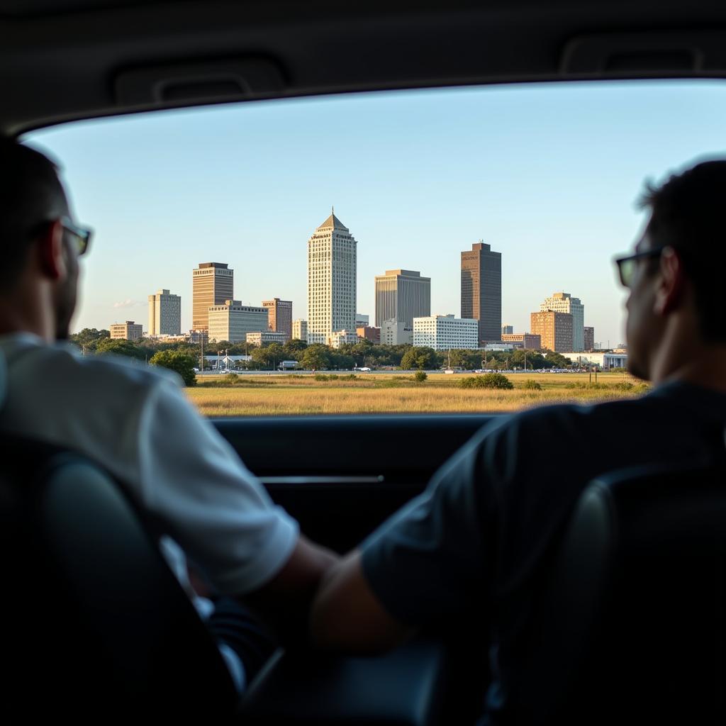 Charleston City Skyline View from a Car