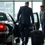 Chauffeur Assisting Passenger with Luggage