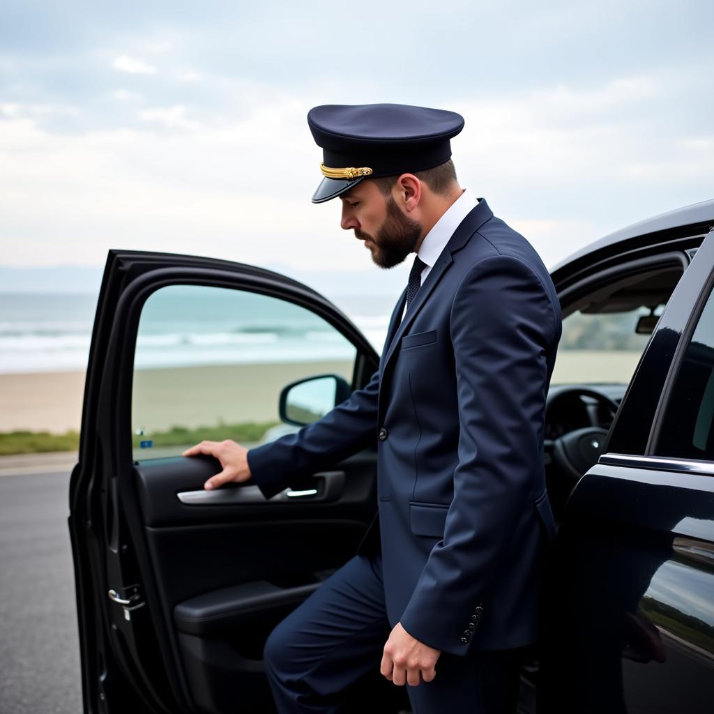 Chauffeur Opening Car Door in Manhattan Beach