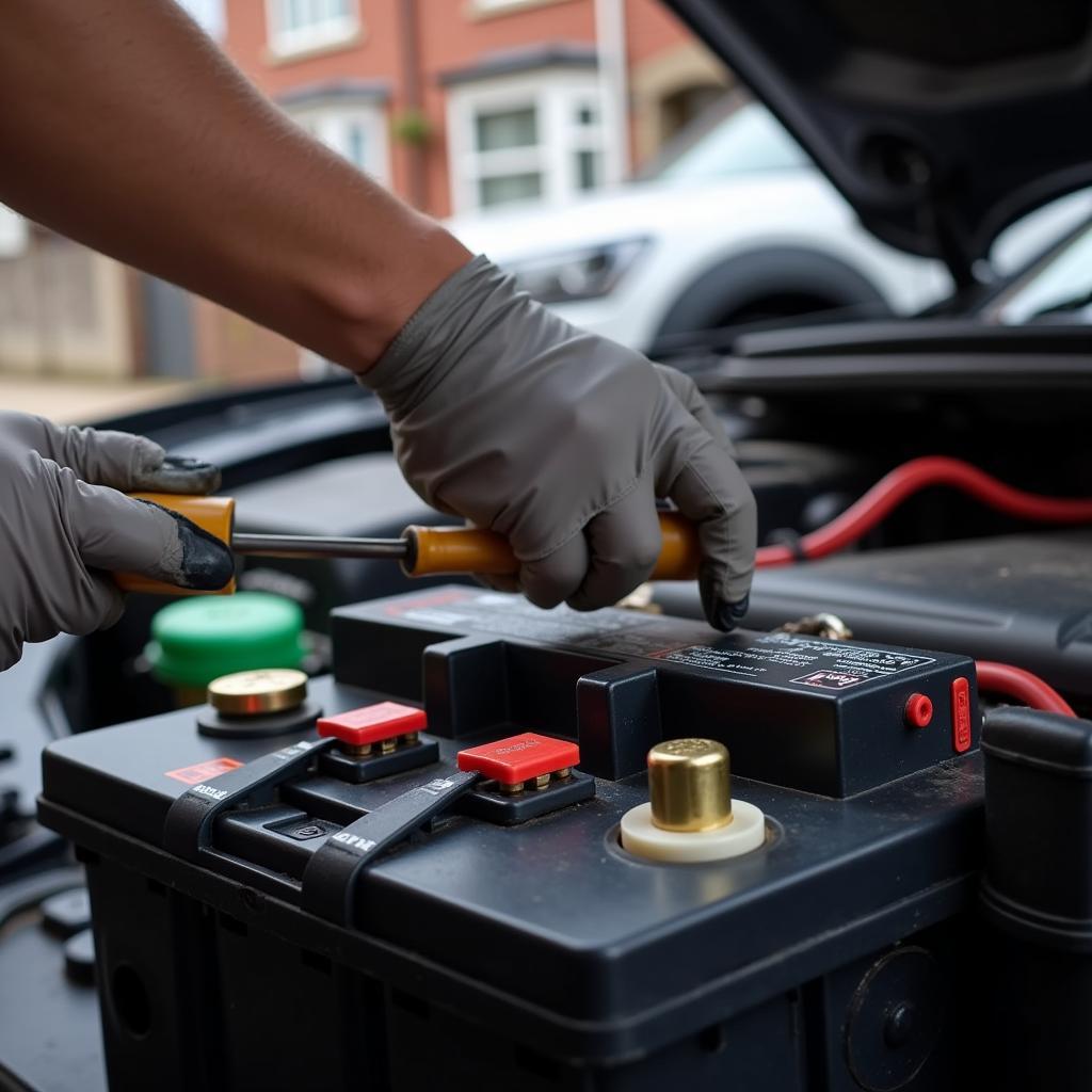 Checking Car Battery Terminals in Blackpool