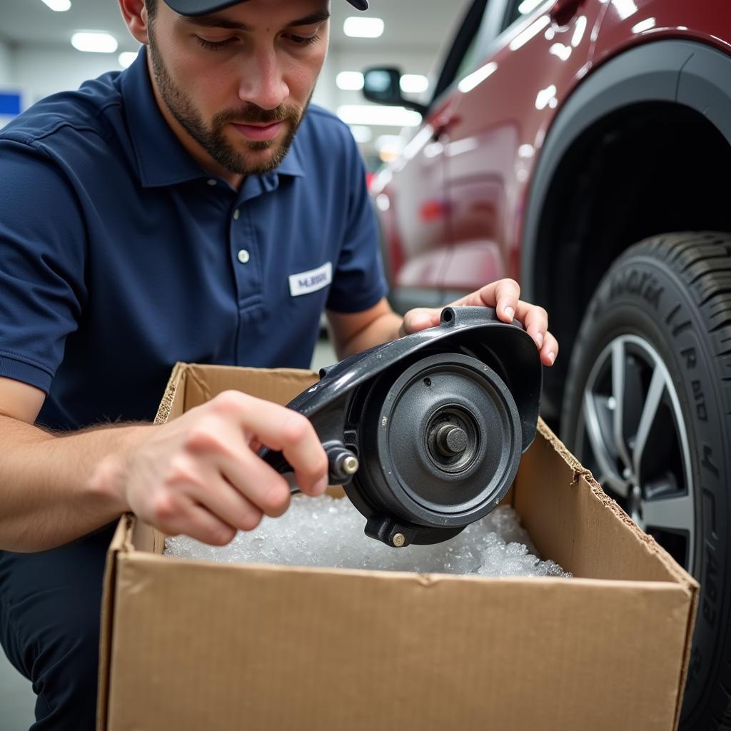 Inspecting car parts after delivery