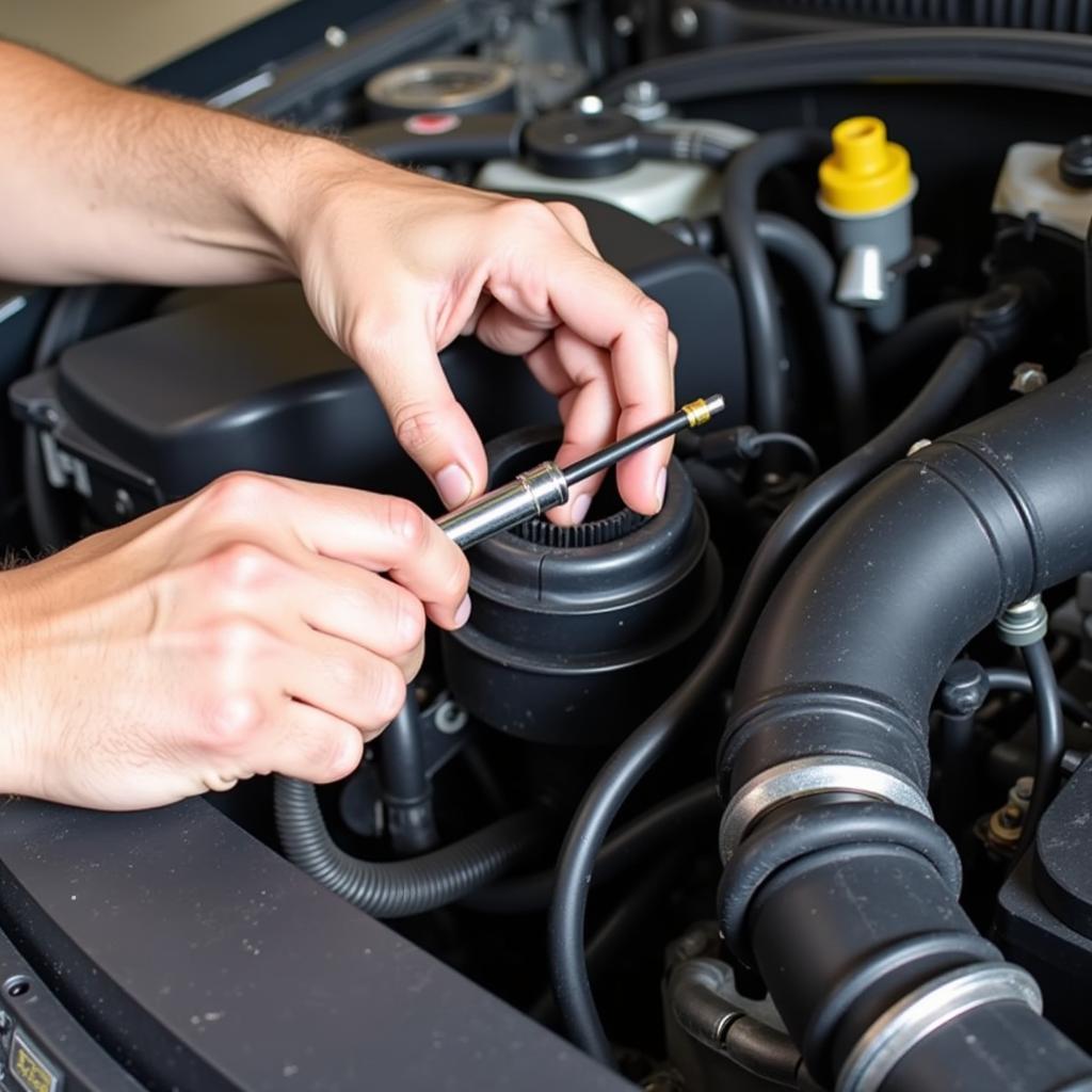 Checking Oil Level with Dipstick