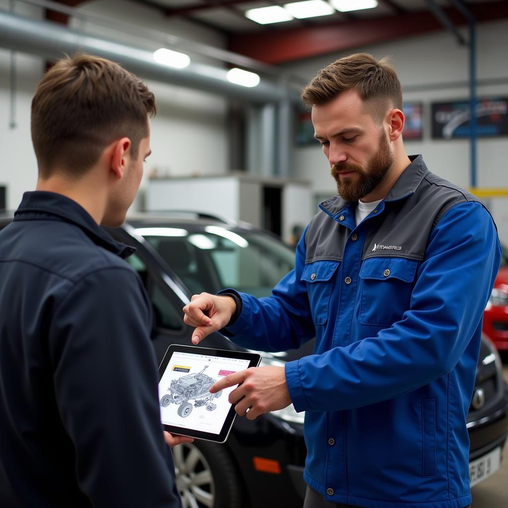 Mechanic Discussing Car Repair with Customer in Kildare