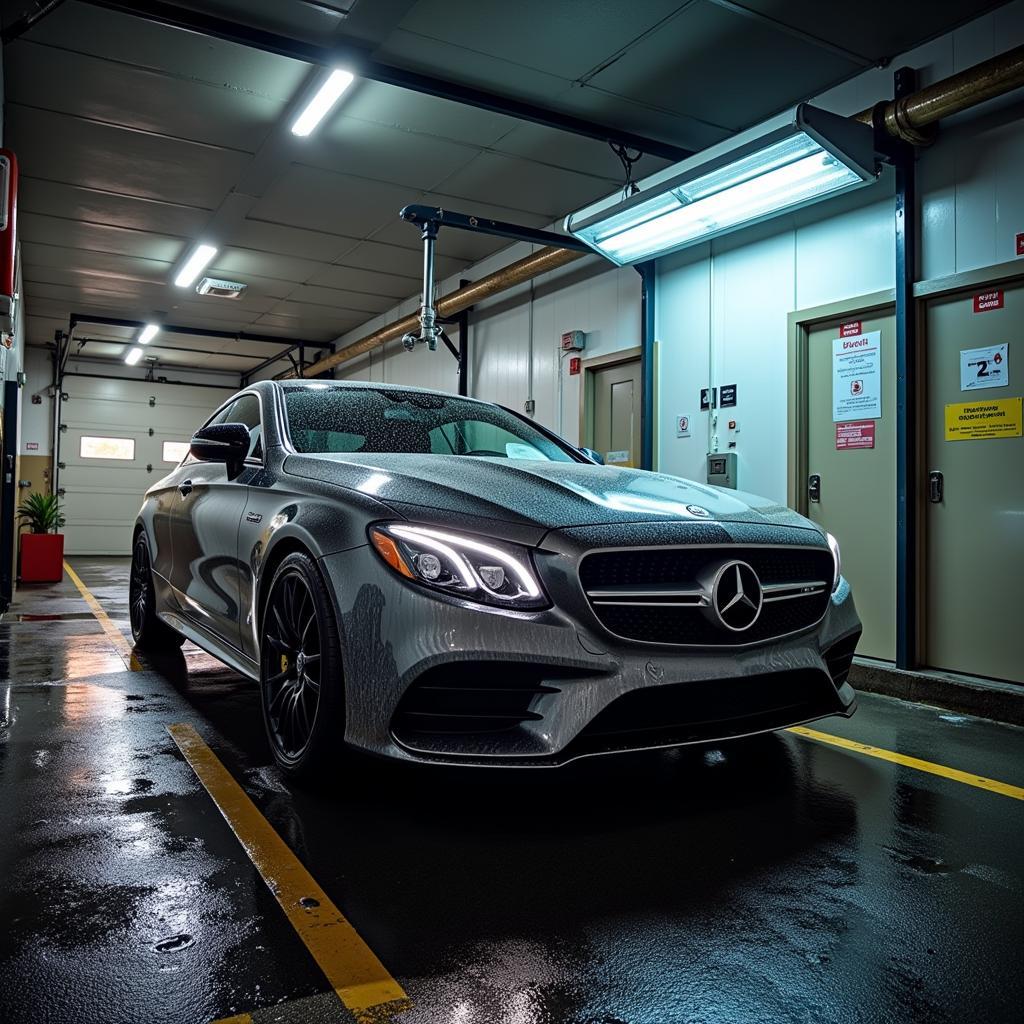 A clean car at a 24-hour self-service car wash