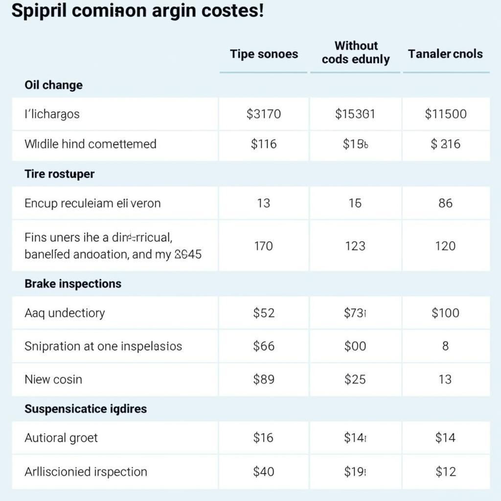 Common Car Service Costs