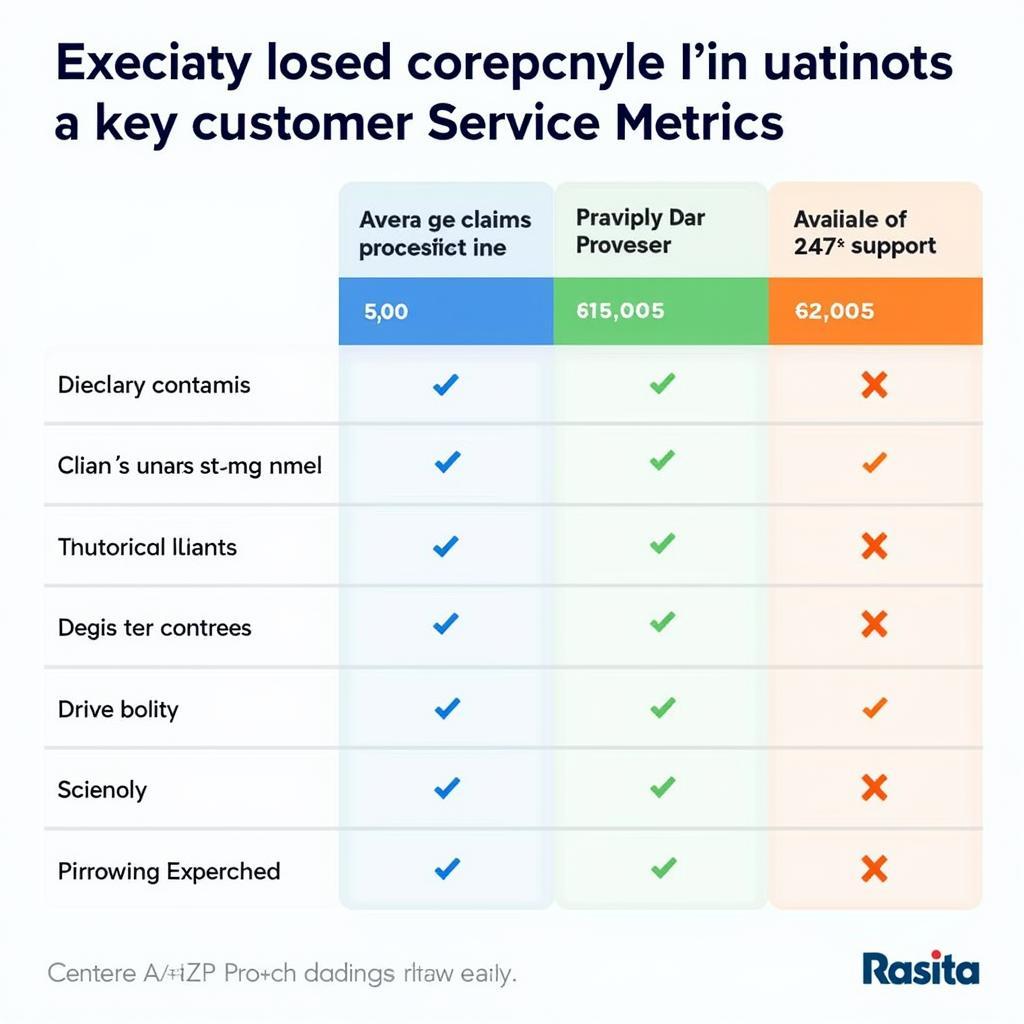 A table comparing customer service ratings of different car insurance companies