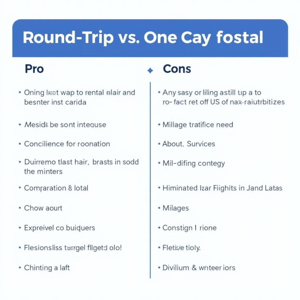 Comparison chart of round-trip vs. one-way car rental