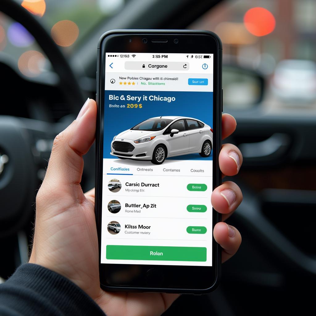 Comparing Chicago Car Service Options on a Mobile Phone