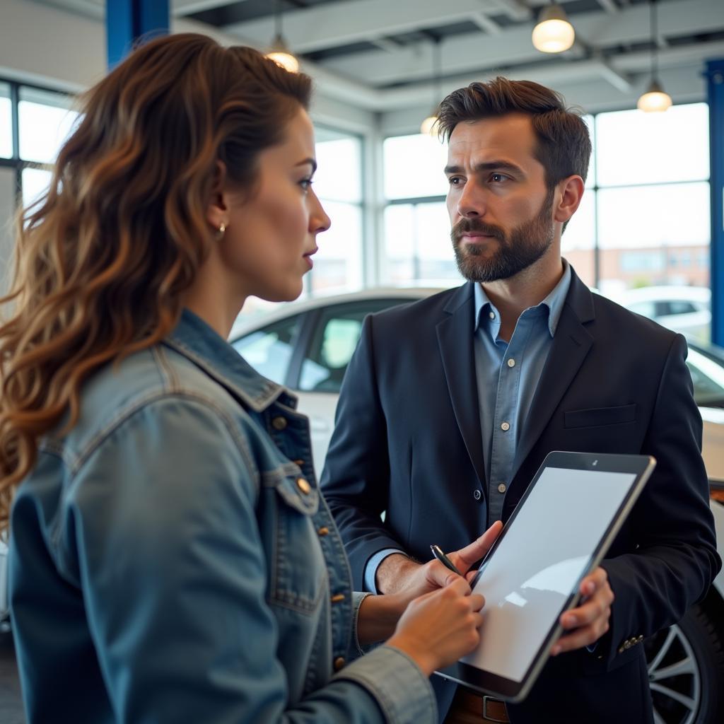 Customer Talking to Service Advisor