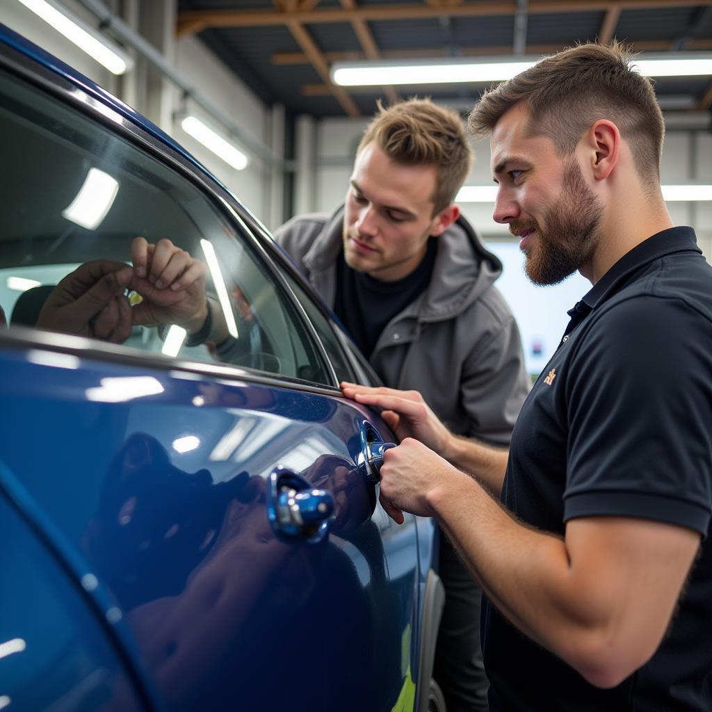 Customer Reviewing Car Repair Work in York