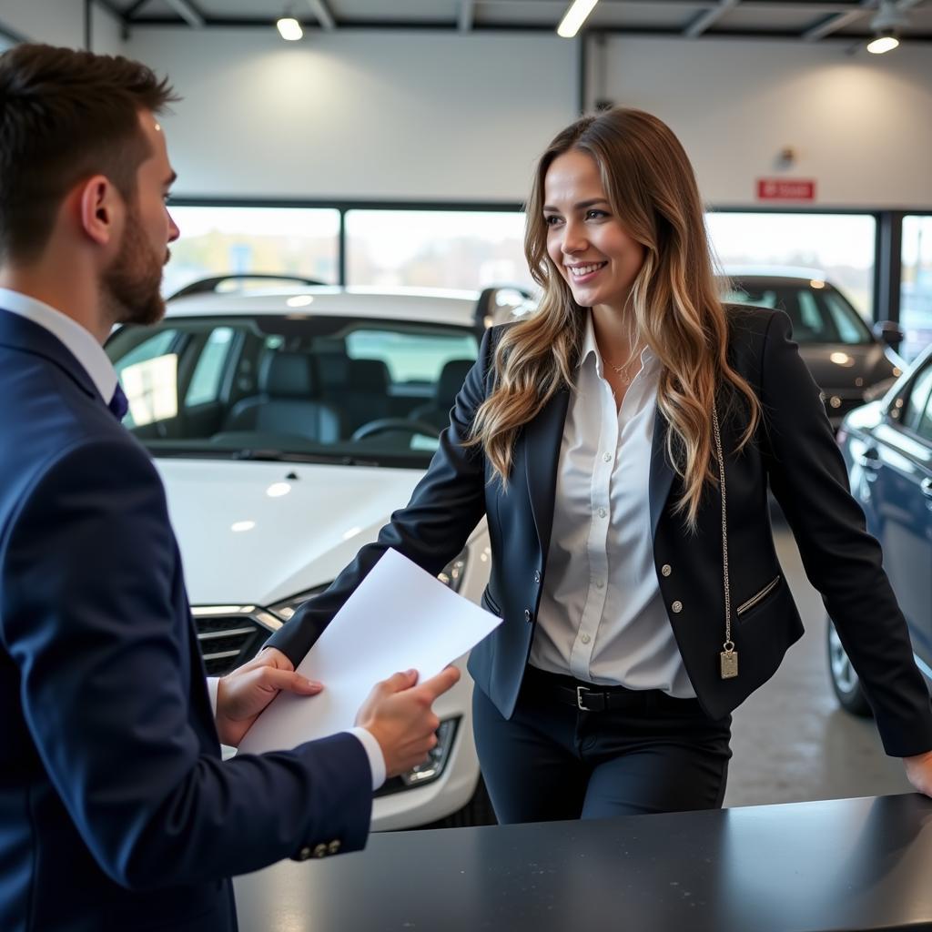 Customer Talking to Car Service Advisor