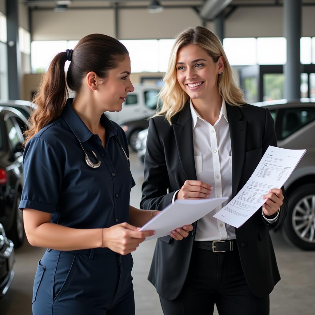 Customer Talking to Service Advisor