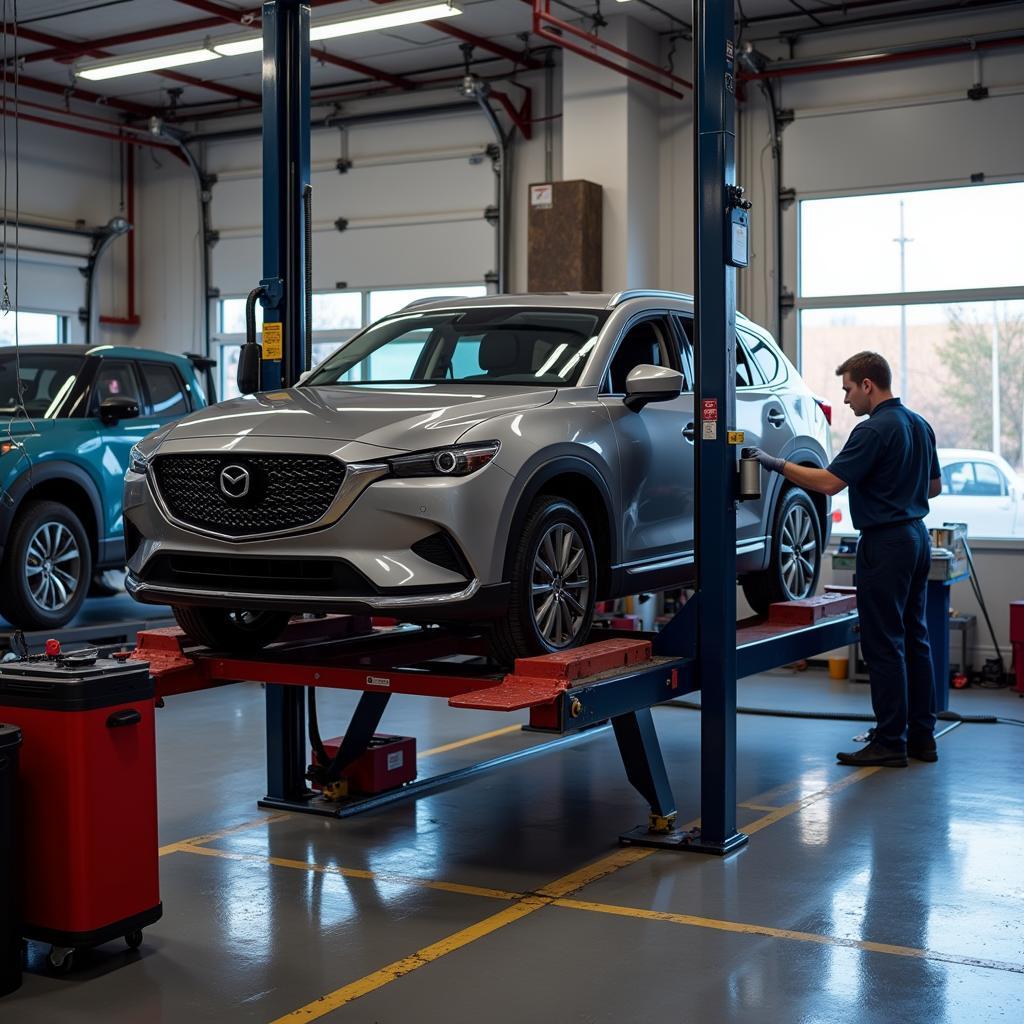 Denver Car Service Repair: A car undergoing repair work in a Denver auto shop.