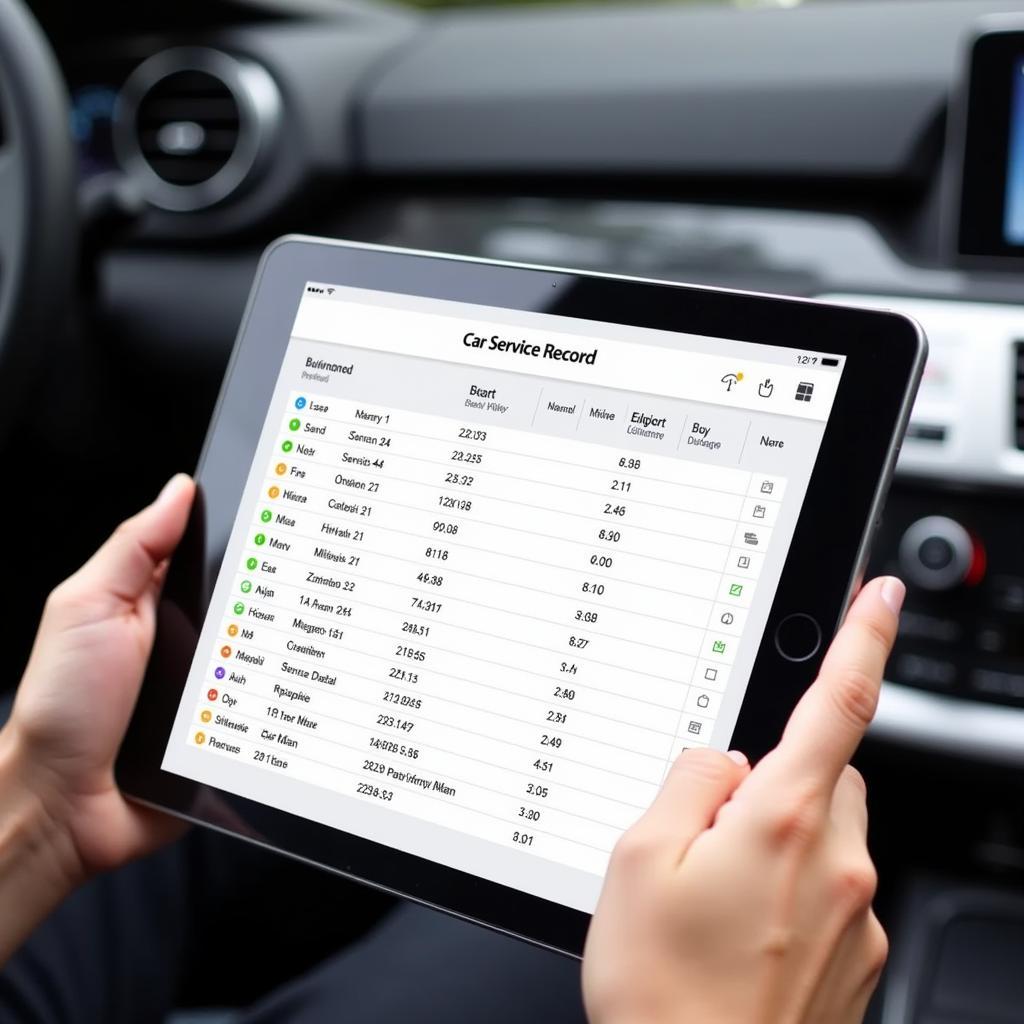 Digital Car Service Records on a Tablet