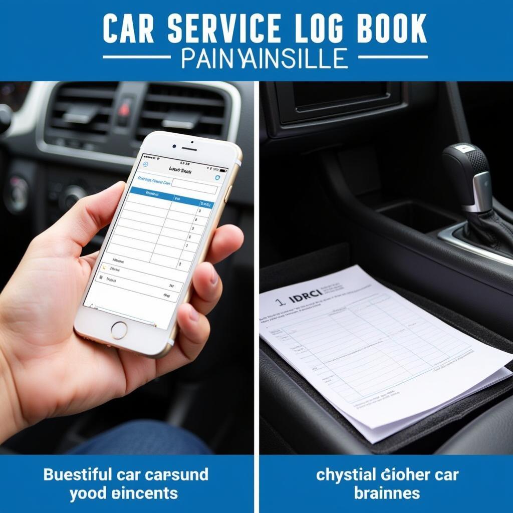 Comparison of digital and physical car service log book options.