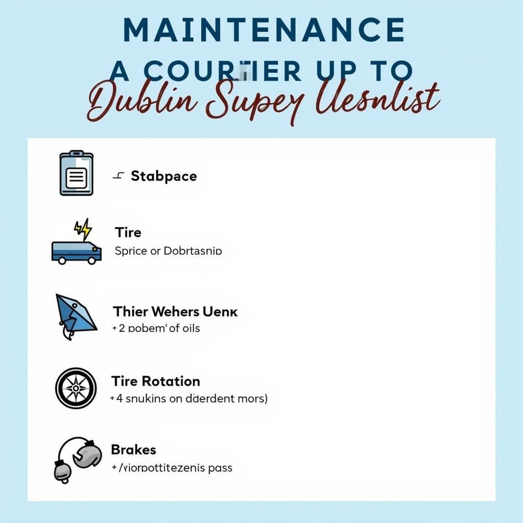 Dublin car maintenance checklist with essential items