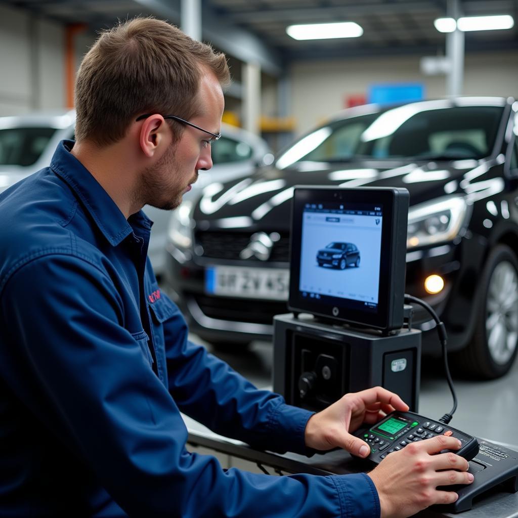 Mechanic Working on a Car in a Dublin Garage