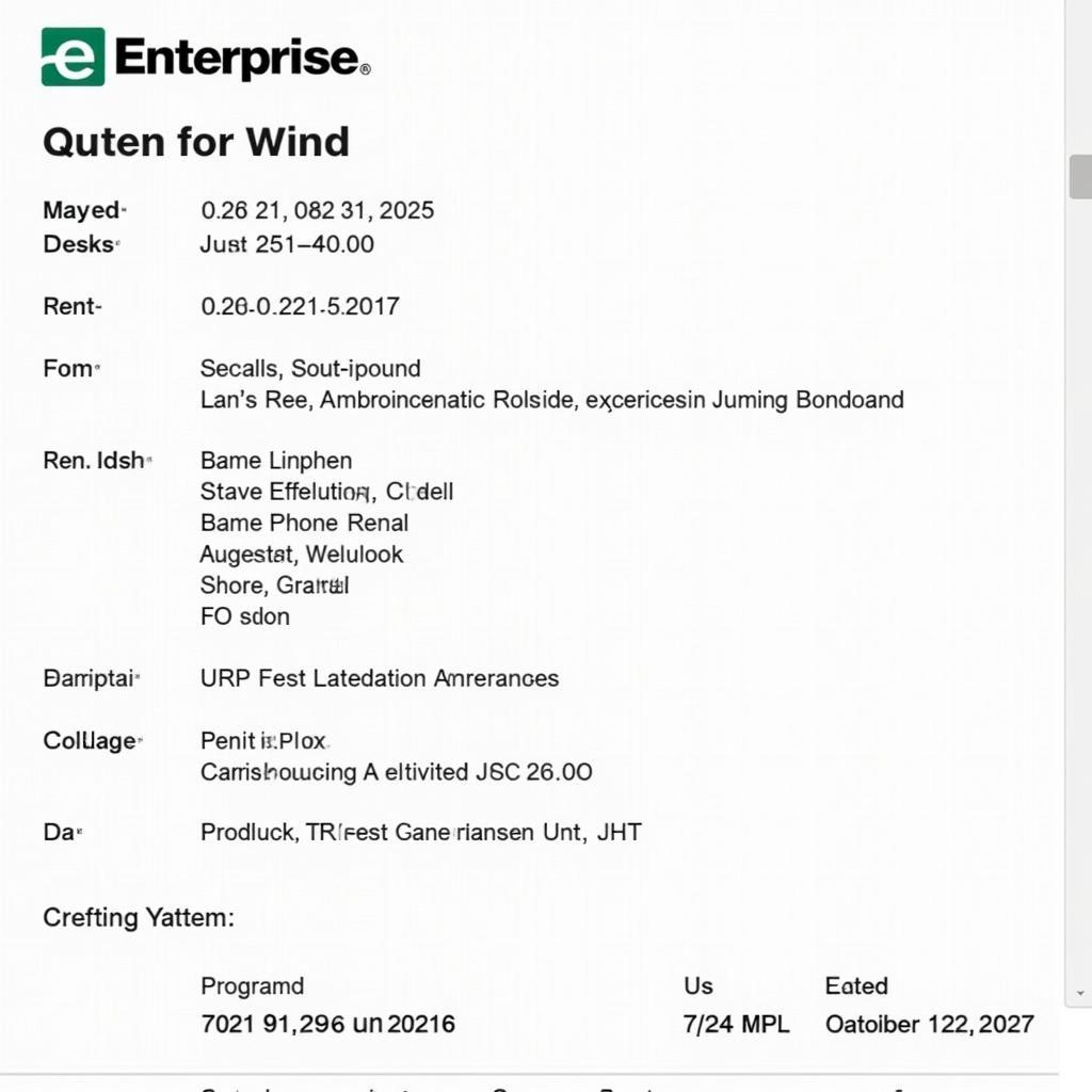 Enterprise Rental Agreement Details