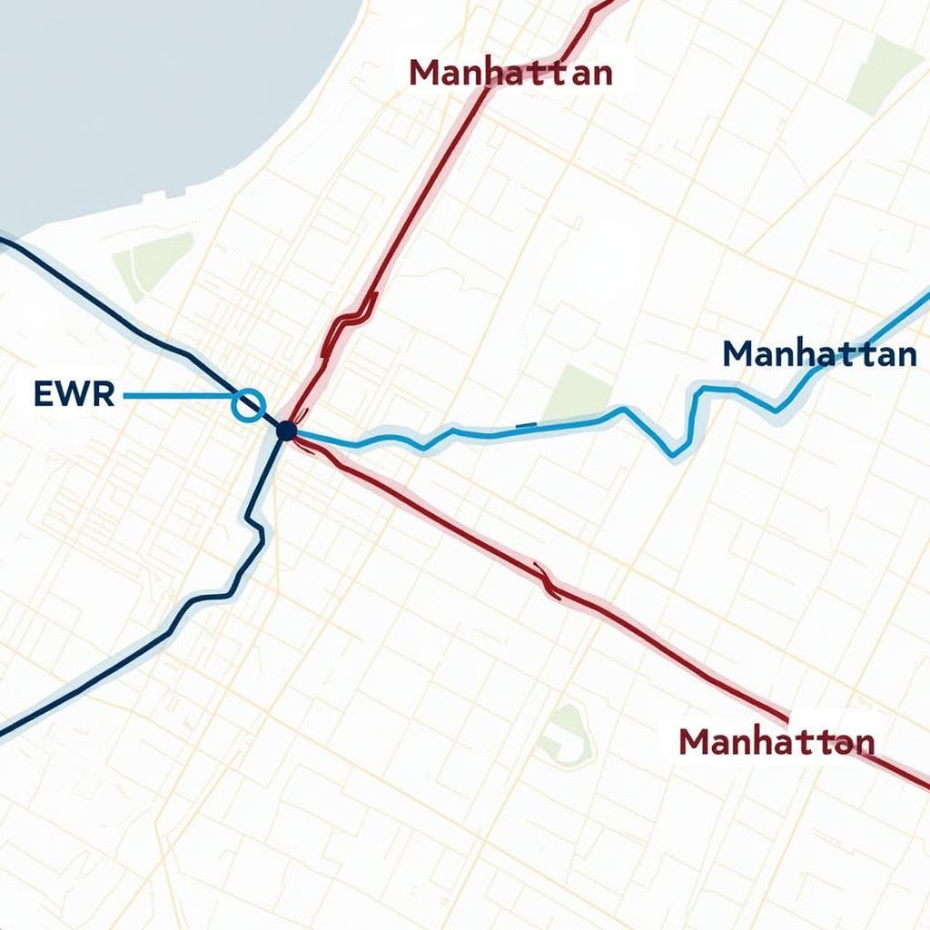 Traffic Map Showing Routes from EWR to Manhattan