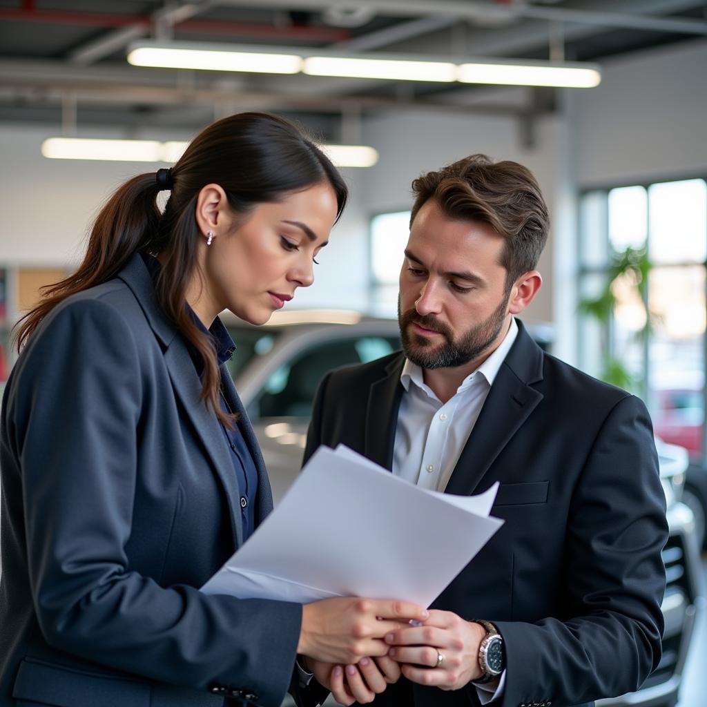 Experienced Car Service Advisor Assisting a Client