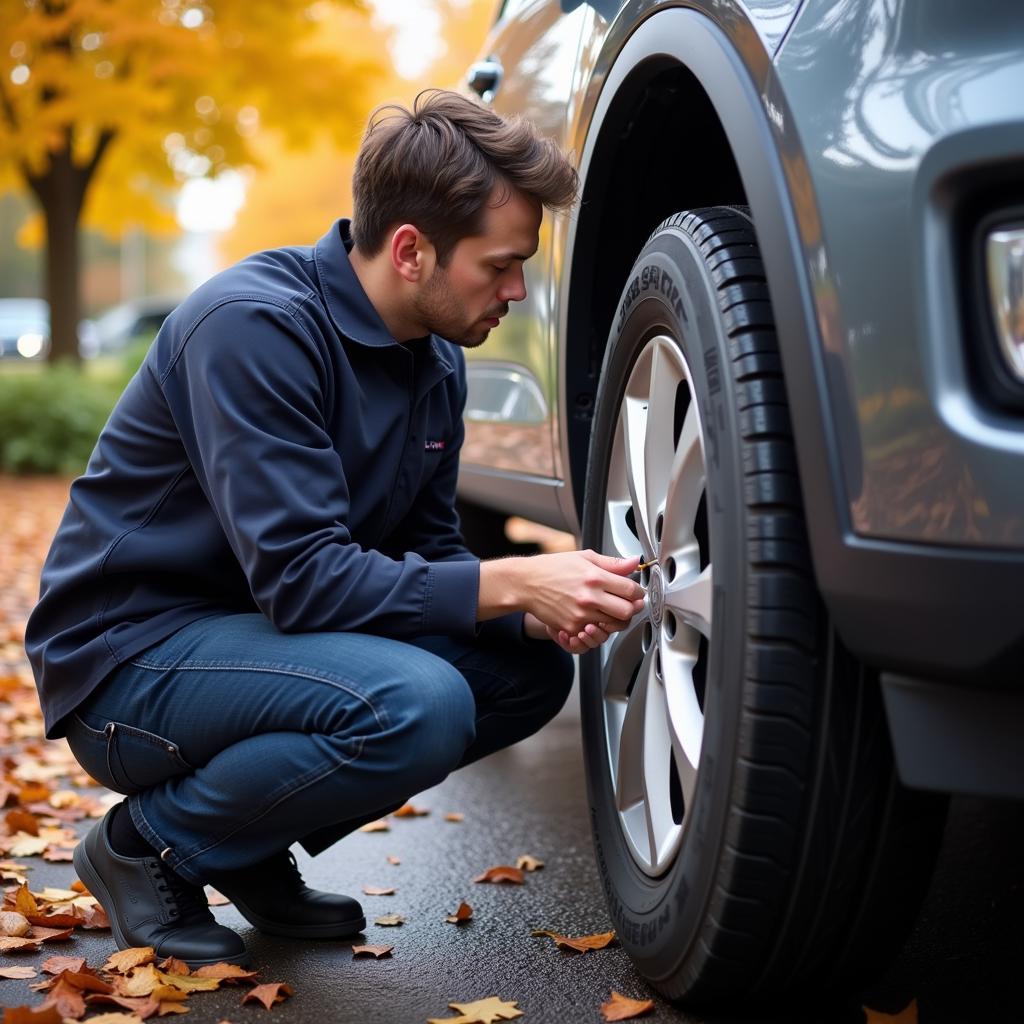 Car being prepared for winter