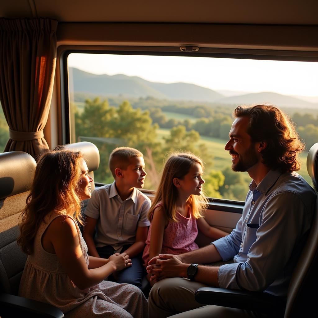 Family Traveling in a Rental Bus in Maharashtra