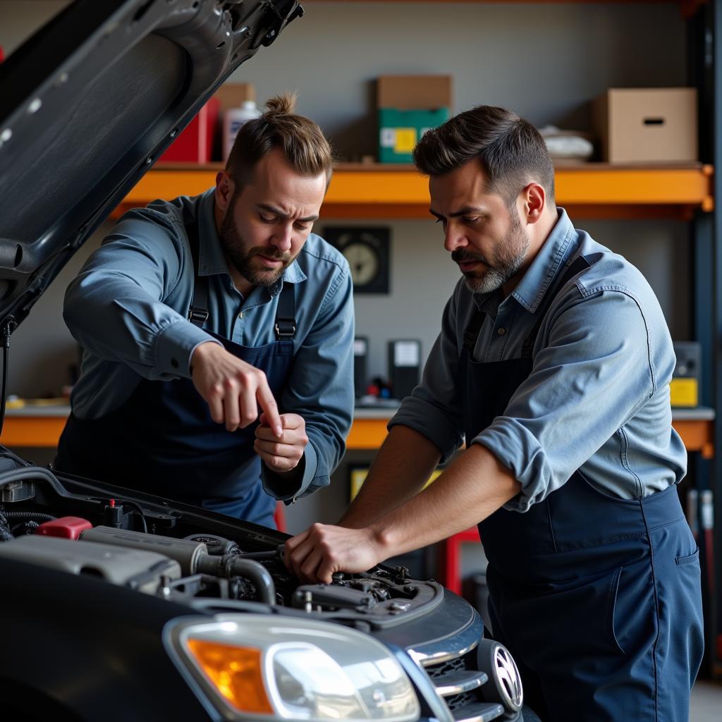 Frustrated Car Owner Talking to Mechanic