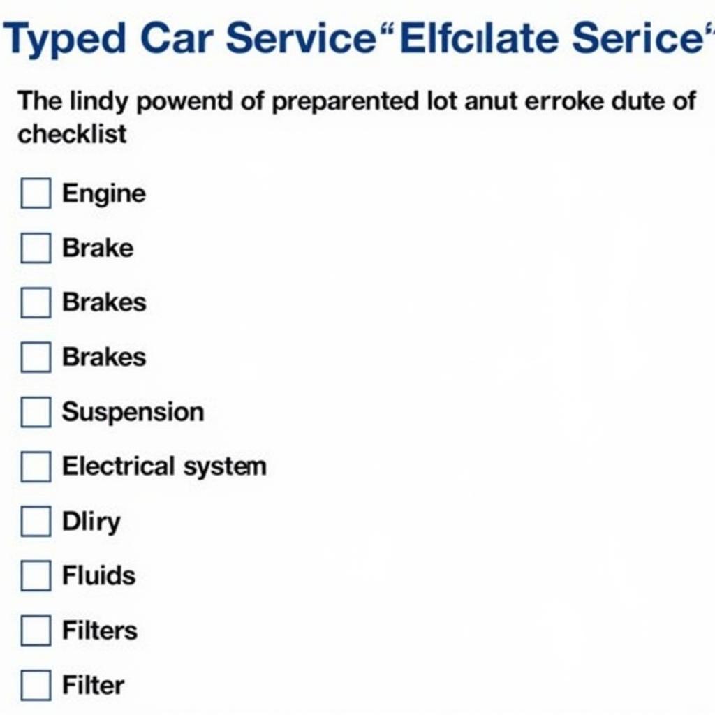 Full Car Service Checklist