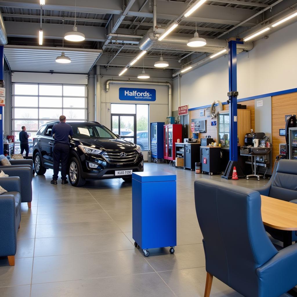 Inside a Halfords Autocentre