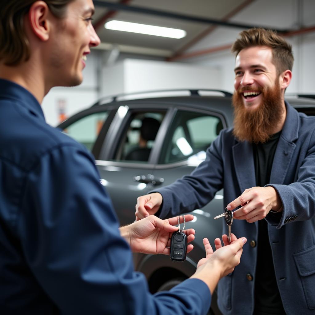 Satisfied Customer Receiving Car Keys After Service in Bromley