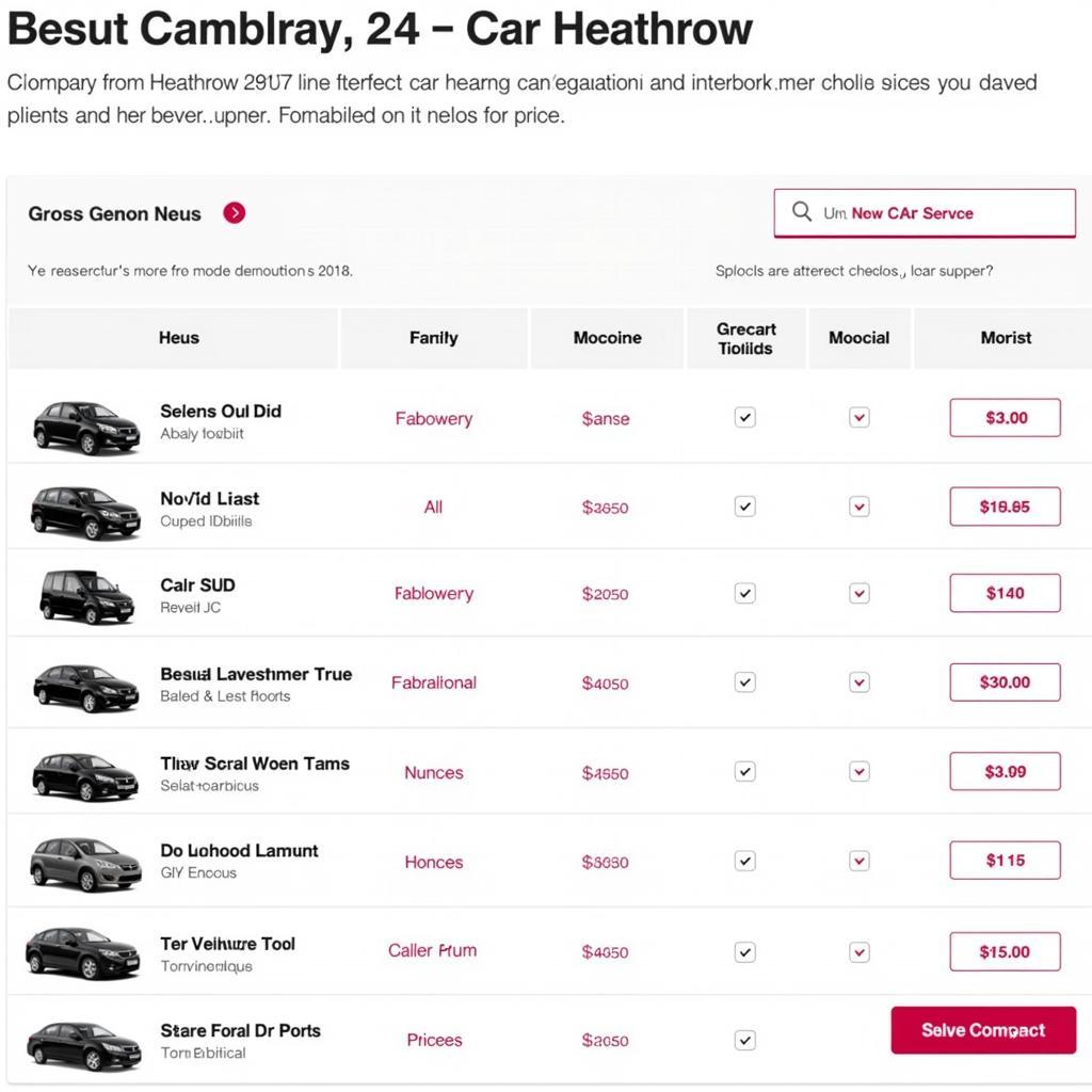 Heathrow Car Service Pricing Comparison