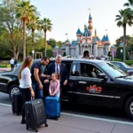 JAG Transportation Town Car parked at the entrance of Disneyland