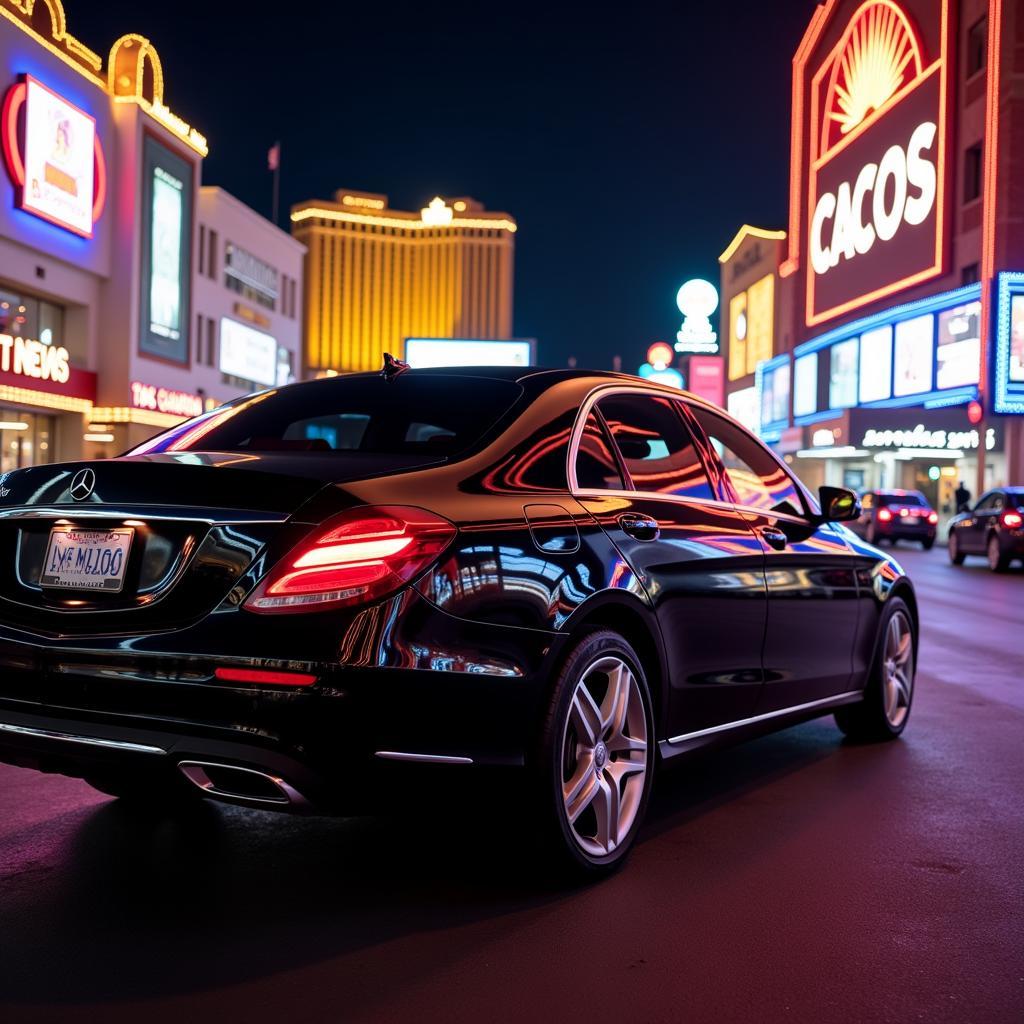 Luxury car service on the Las Vegas Strip at night