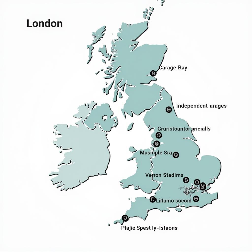 Map showing car service locations in London