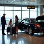 Car service waiting at London Heathrow arrival area