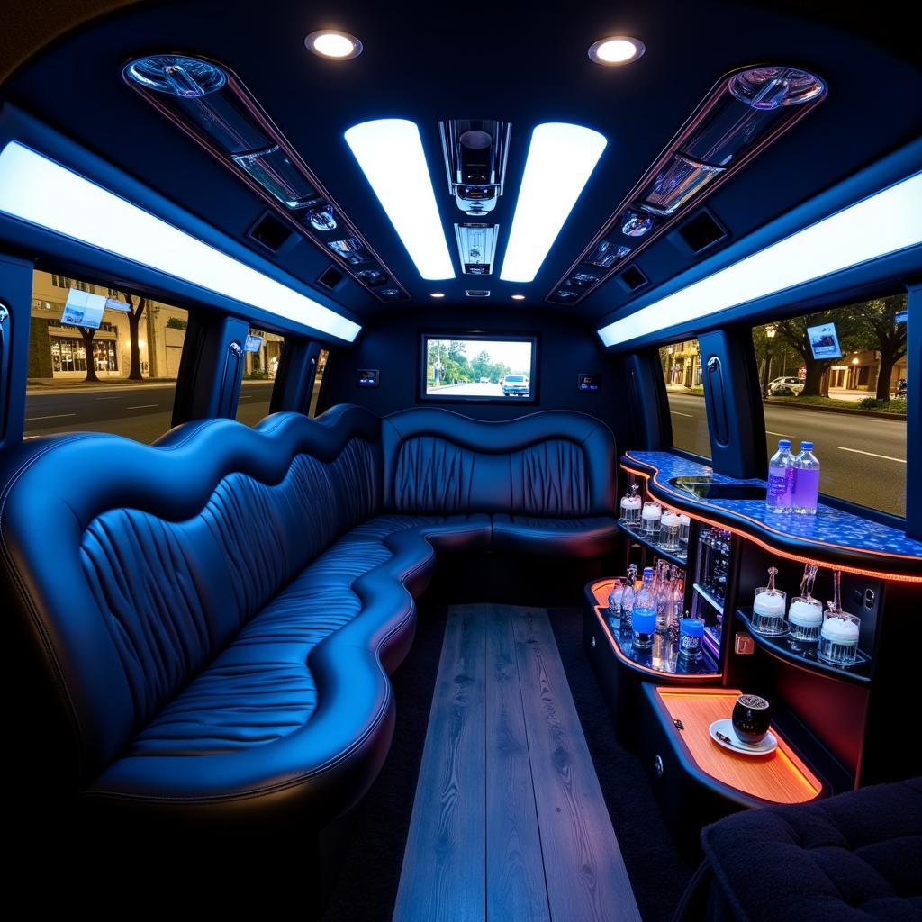 Luxury Interior of a Black Car Limo