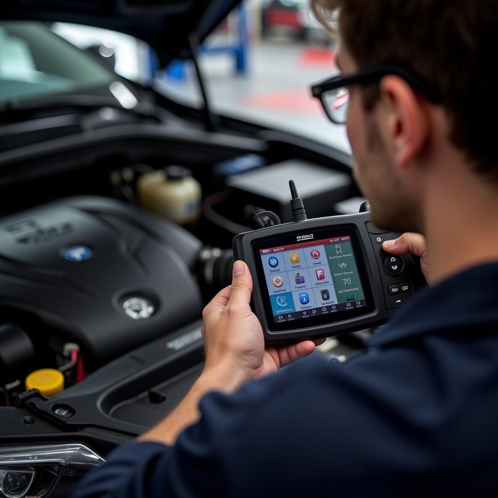 Malvern PA Car Service: A certified technician diagnosing a car using advanced diagnostic equipment.