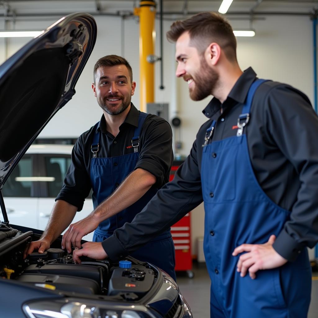 Mechanic Explaining Car Repair in Manly